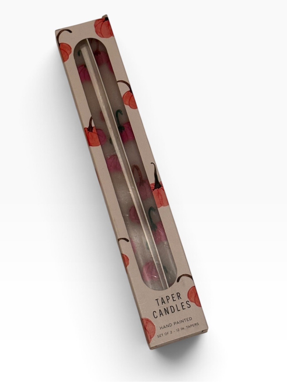 Anthropologie Hand-Painted Pumpkin Taper Candles Set of 2 NWT